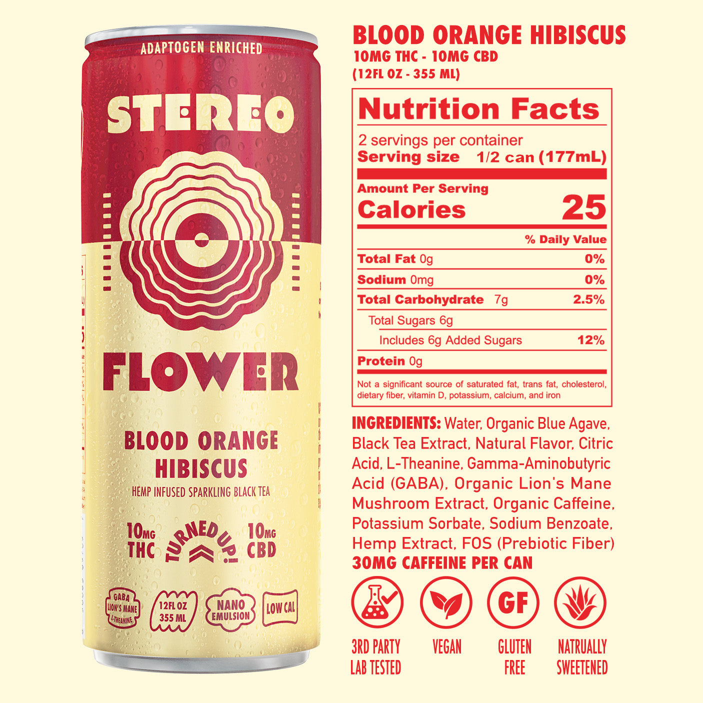 Blood Orange Hibiscus Sparkling Black Tea | 10mg THC Per Can