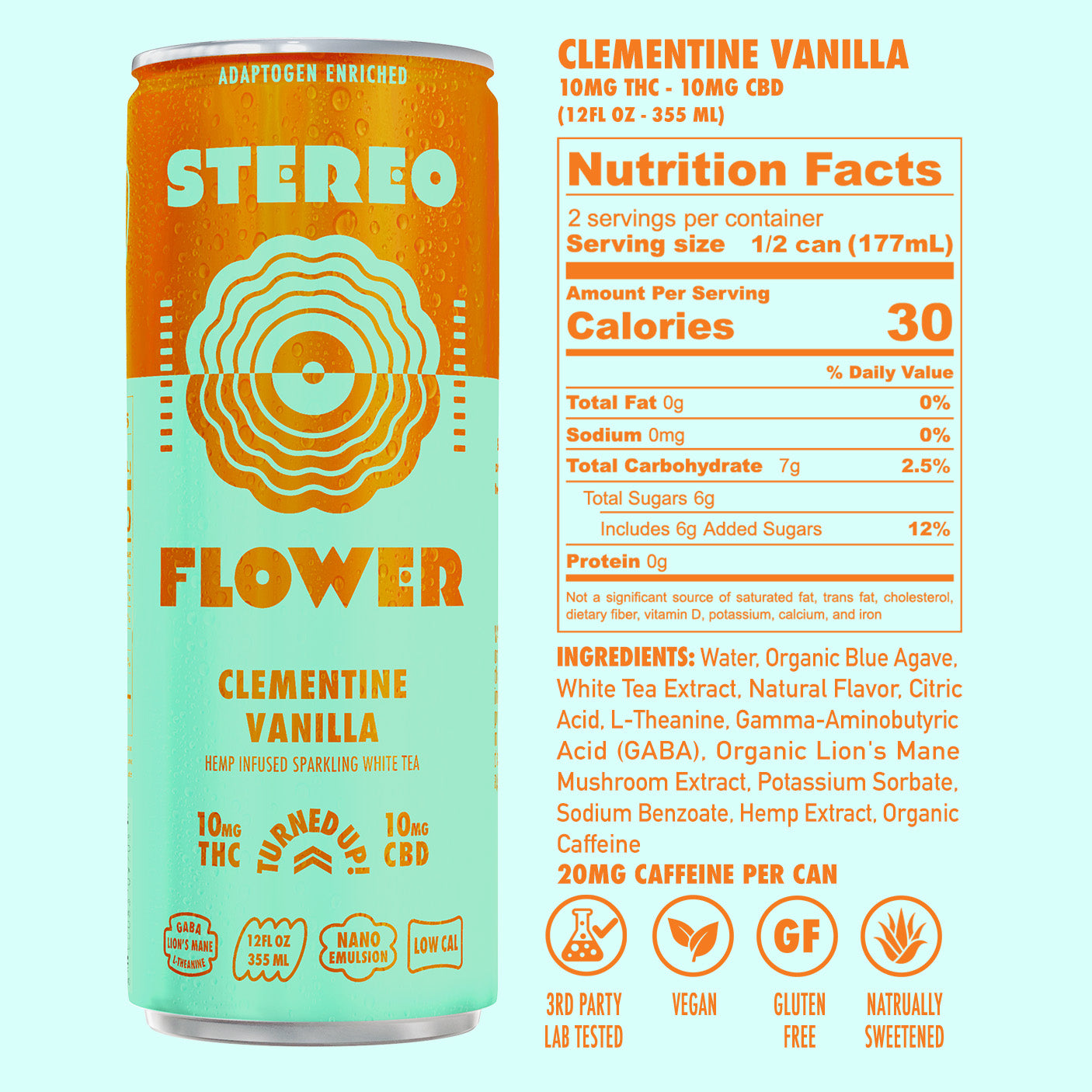 Clementine Vanilla Sparkling White Tea | 10mg THC Per Can